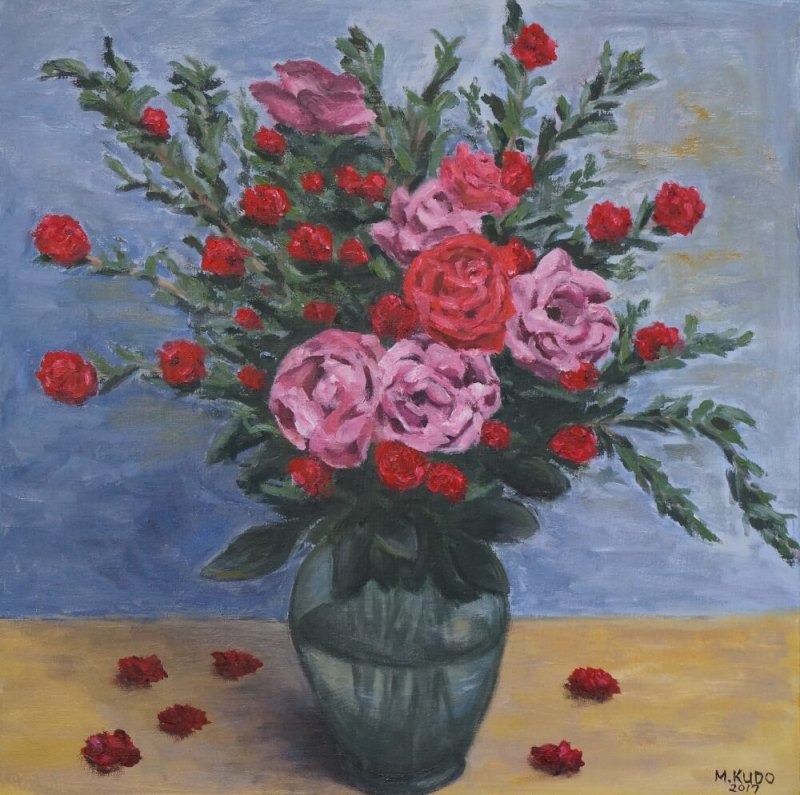 Roses And Pomegranate Blooms