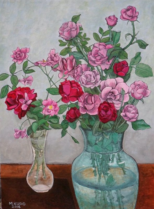 Roses In Glass Vases